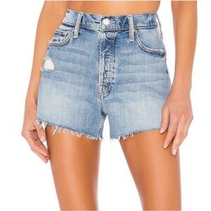 NWT Mother Superior Revolve Tomcat Kick Fray Denim Shorts in True Confessions 28